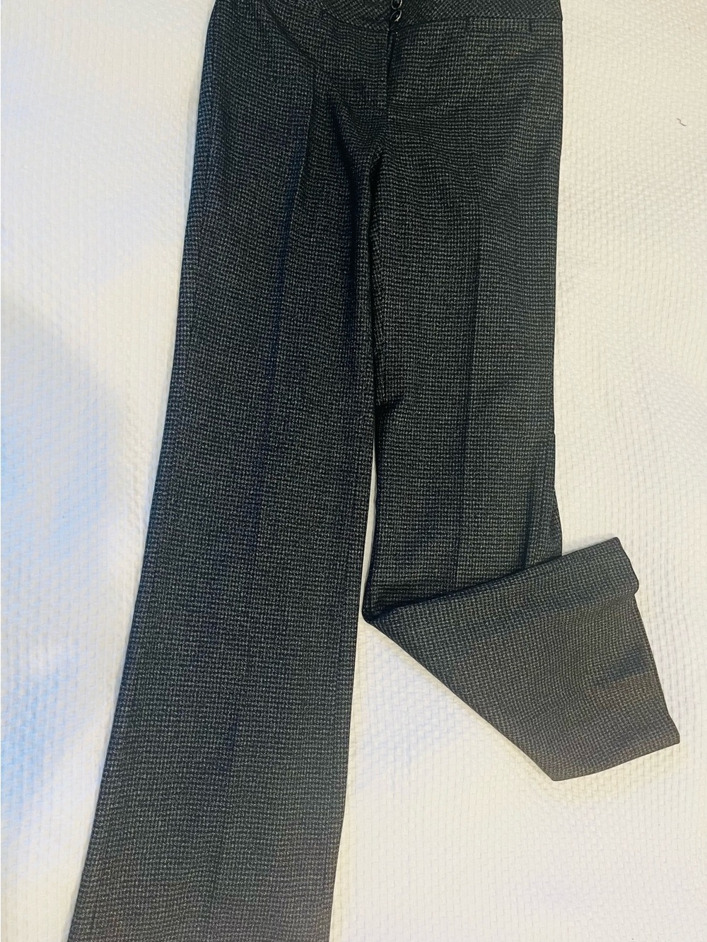 White House Black Market Black Tweed Flare-Leg Trousers